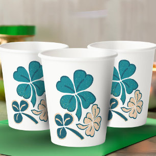 Vasos De Papel Dibujo de Shamrock Green Irlandés
