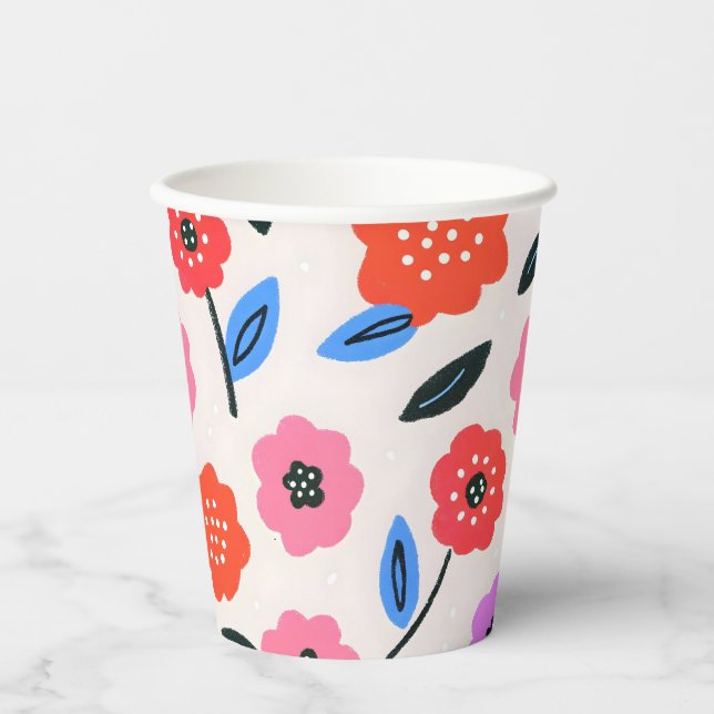 Vasos De Papel Dibujo Han patrón de flores (Anverso)