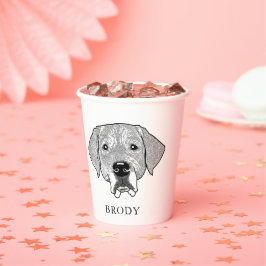 Vasos De Papel Dibujo manual personalizado de perro de Labrador