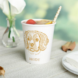 Vasos De Papel Dibujo manual personalizado de perro gallo