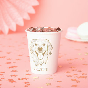 Vasos De Papel Dibujo personalizado de mano del perro con recuper
