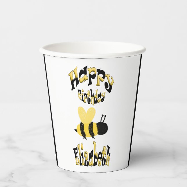 Vasos De Papel Dibujo personalizado único de Bumblebee Doodle B-D (Anverso)