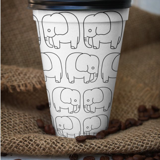 Vasos De Papel Dibujos animados de elefante (baby elephant drawing art kids,adult party stationery, birthday party use and throw paper cups)