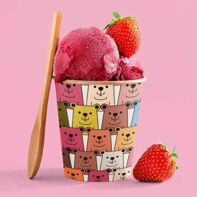 Vasos De Papel Dibujos animados de osito de peluche (multicolor teddy bear kids,adult party stationery, birthday party use and throw paper cups)