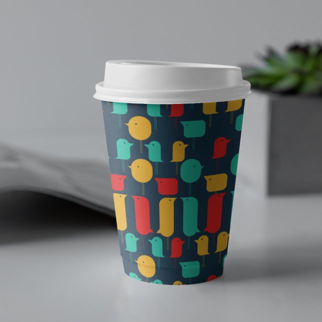 Vasos De Papel Dibujos animados de pájaros  (multicolor bird pattern kids,adult party stationery, birthday party use and throw paper cups)