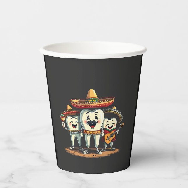 Vasos De Papel Diente dental floral Funny Cinco De Mayo (Anverso)