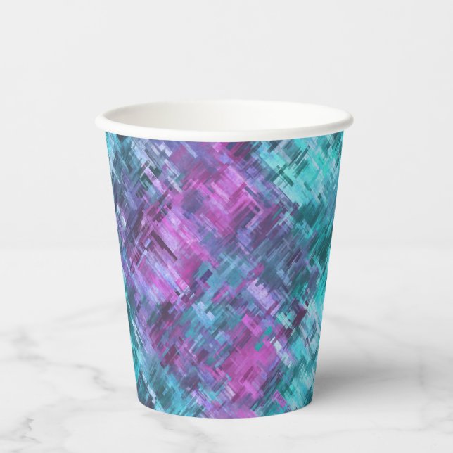 Vasos De Papel digihatch deslizante - verde azulado y morado: (Anverso)
