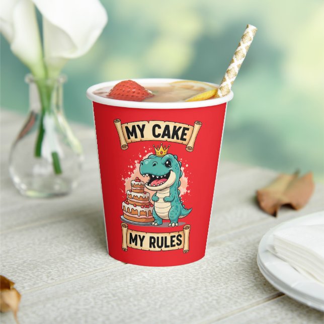 Vasos De Papel Dino Cumpleaños King My Cake My Rules (in situ)