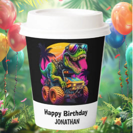 Vasos De Papel Dino-Mite Primer Fiesta de cumpleaños