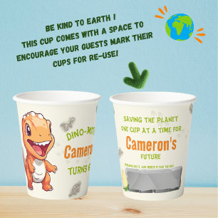 Vasos De Papel Dino, Naranja amigable con la ecología personaliza