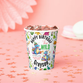Vasos De Papel Dino salvaje Fiesta Dinosaurio segundo cumpleaños