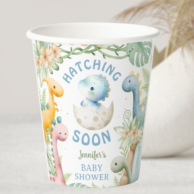 Vasos De Papel Dinosaur Baby Shower Boy Blue Dino (Subido por el creador)