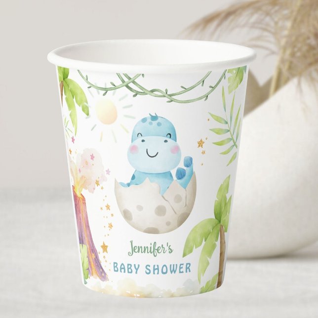 Vasos De Papel Dinosaur Baby Shower Boy Dino (Subido por el creador)