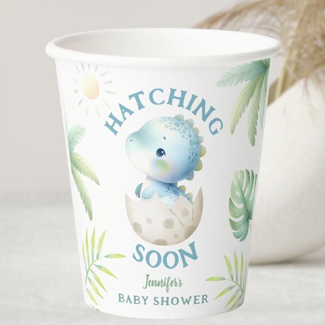 Vasos De Papel Dinosaur Baby Shower Cute Dino Boy (Subido por el creador)