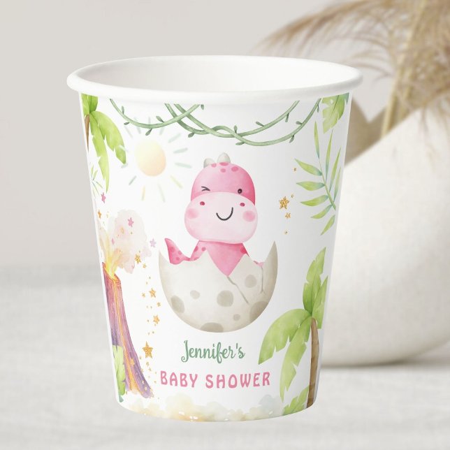 Vasos De Papel Dinosaur Baby Shower Girl Dino (Subido por el creador)