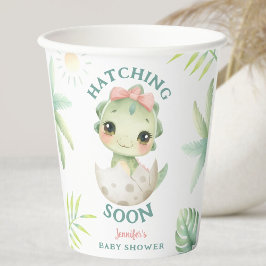 Vasos De Papel Dinosaur Baby Shower Pink Girl