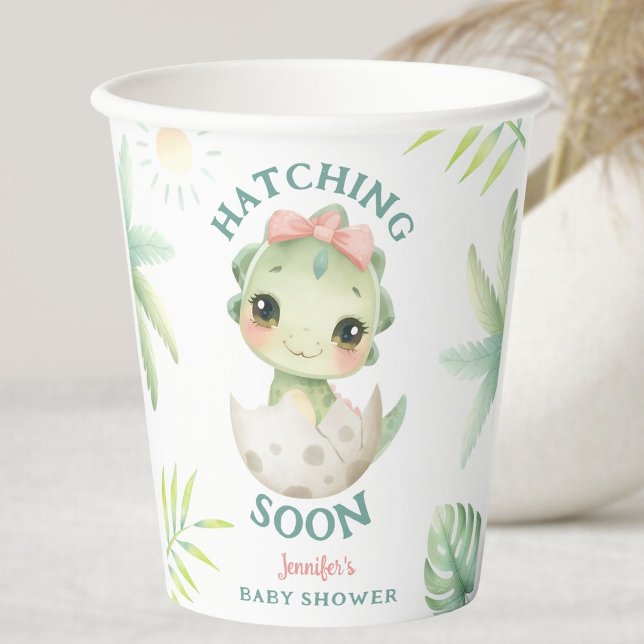 Vasos De Papel Dinosaur Baby Shower Pink Girl  (Subido por el creador)