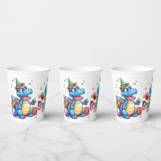 Vasos De Papel Dinosaur Birthday (Multi)