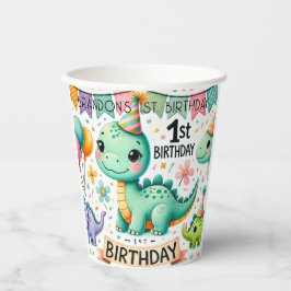 Vasos De Papel Dinosaur Dino Fiesta de cumpleaños 1