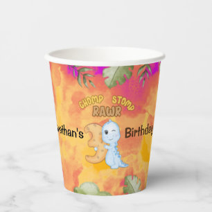 Vasos De Papel Dinosaur Stomp Chomp Rawr fiesta de tercer cumplea