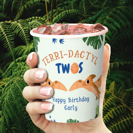 Vasos De Papel Dinosaurio 2º cumpleaños Gracioso Pterodáctilo Ver