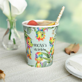 Vasos De Papel Dinosaurio arcoiris mágico lindo Fiesta de cumplea