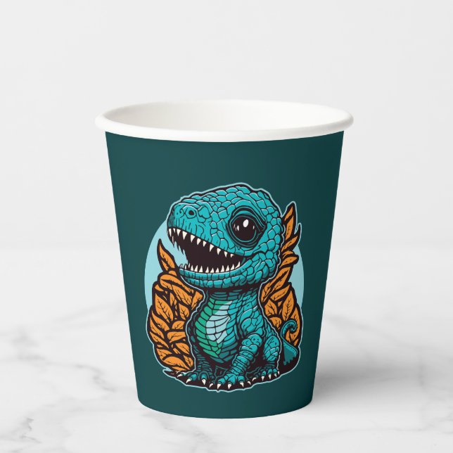 Vasos De Papel Dinosaurio de bebé lindo (Anverso)