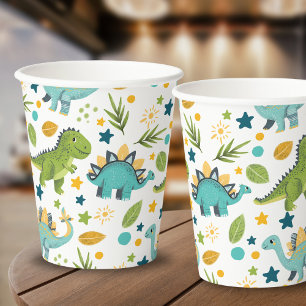 Vasos De Papel Dinosaurio del patrón de dibujos animados prehistó
