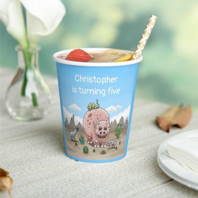 Vasos De Papel Dinosaurio Fantasía (in situ)