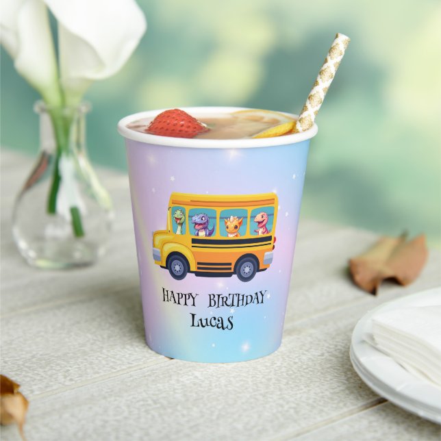 Vasos De Papel Dinosaurio gracioso de vuelta a la escuela niño de (in situ)