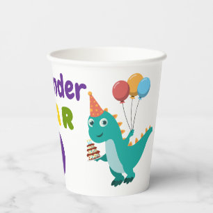 Vasos De Papel Dinosaurio juguetón tres años Cumpleaños