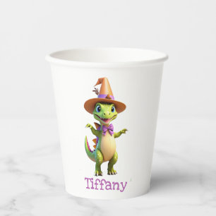 Vasos De Papel Dinosaurio mágico verde lindo
