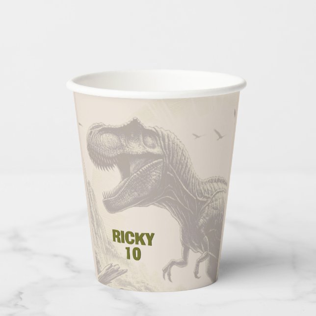 Vasos De Papel Dinosaurio T-rex (Anverso)