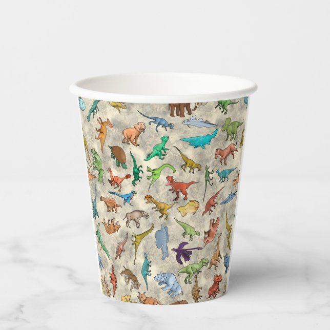Vasos De Papel Dinosaurios y Animales Prehistóricos (Anverso)