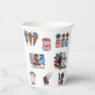 Vasos De Papel Dios bendiga a Estados Unidos Patriótico