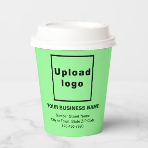 Vasos De Papel Dirección comercial y número de teléfono en verde