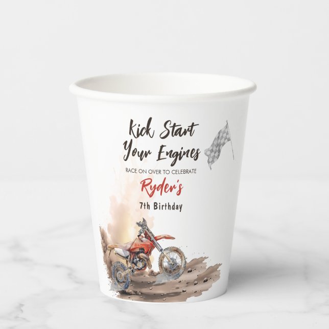 Vasos De Papel Dirt Bike Any Age Birthday (Anverso)