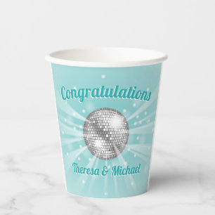 Vasos De Papel Disco Ball Baby Shower Groovy Blue Boy
