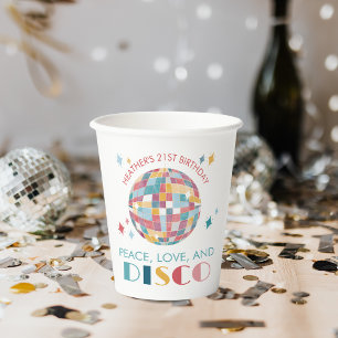 Vasos De Papel Disco Garden Fiesta Paz, Amor y Disco