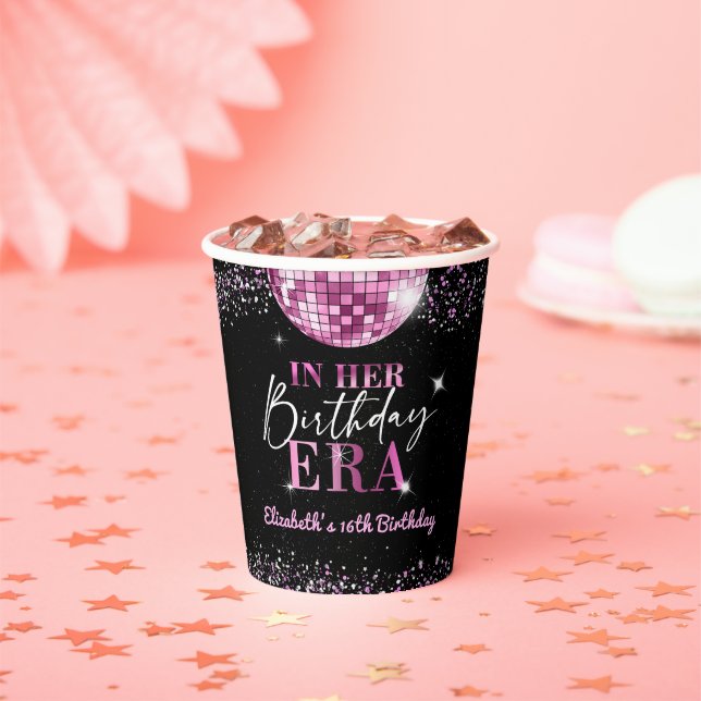 Vasos De Papel Disco rosa en mi cumpleaños (in situ)