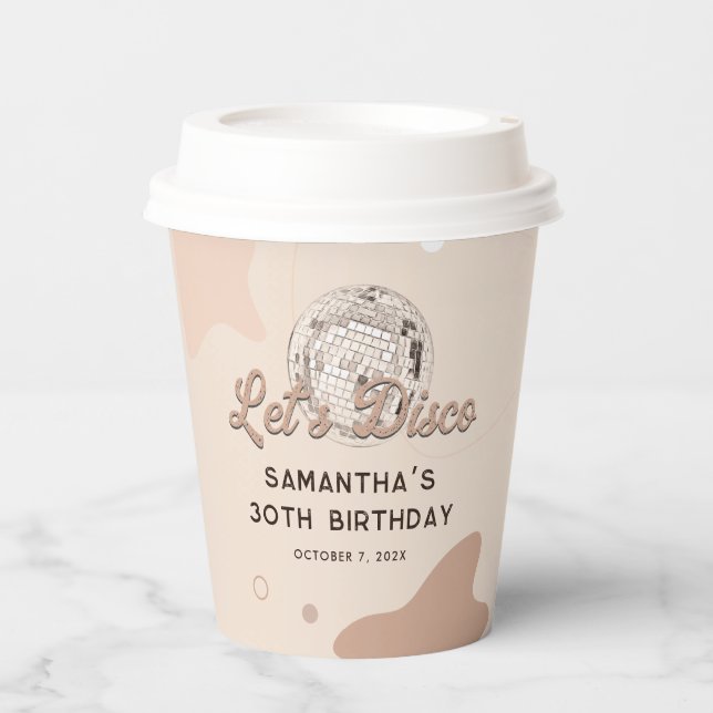 Vasos De Papel Discoteca 30 cumpleaños Retro Groovy Fiesta (Anverso)