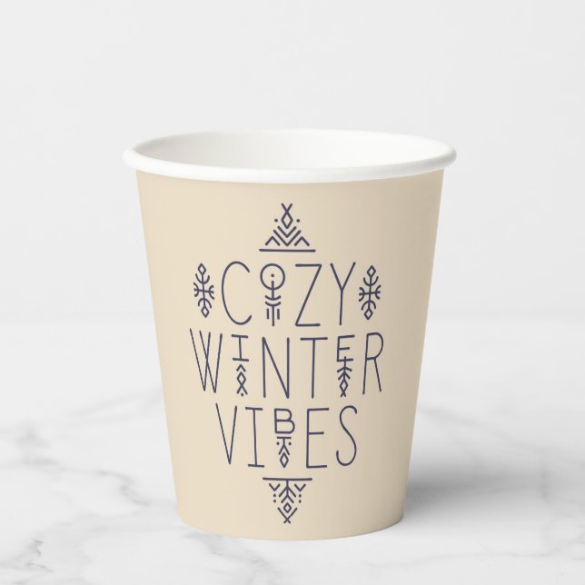 Vasos De Papel Diseño acogedor de vibraciones de invierno (Anverso)