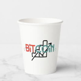 Vasos De Papel "Diseño audaz de Bitcoin en rojo y verde para el m