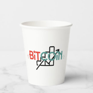 Vasos De Papel "Diseño audaz de Bitcoin en rojo y verde para el m