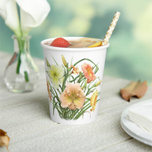 Vasos De Papel Diseño botánico de naranja Daylily Bouquet