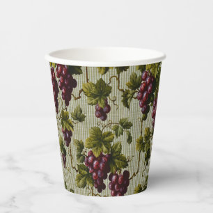 Vasos De Papel Diseño botánico de uvas antiguas de 1900