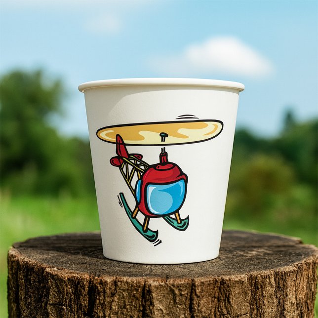 Vasos De Papel Diseño de aviación Cute Red Helicopter Fun (Subido por el creador)