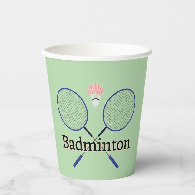 Vasos De Papel Diseño de Badminton (Anverso)