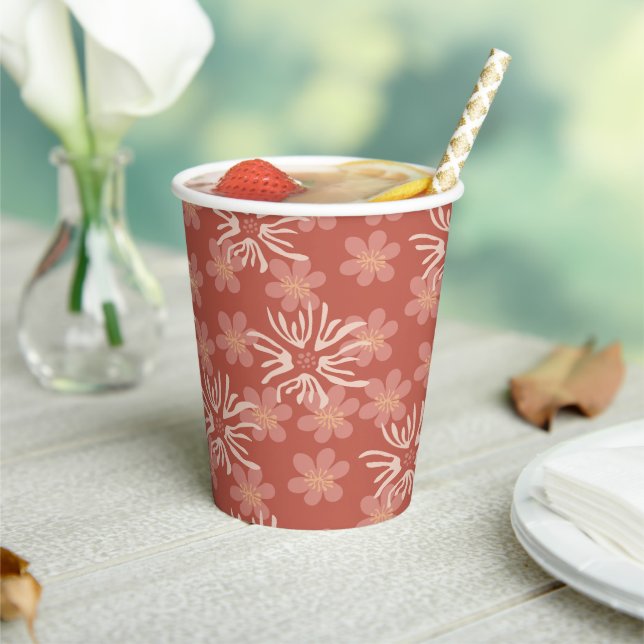 Vasos De Papel Diseño de Boho Floral Terracotta (in situ)