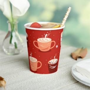 Vasos De Papel Diseño de café y cacao rojo caliente